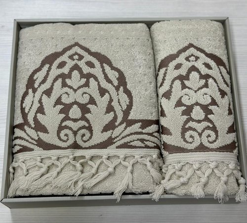 Подарочный набор полотенец для ванной 50х90, 70х140 Efor ALLADIN V2 хлопковая махра тёмно-коричневый, фото, фотография