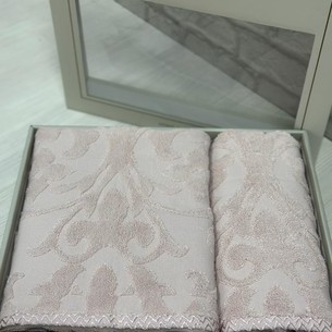 Подарочный набор полотенец для ванной 50х90, 70х140 Efor ANNA хлопковая махра сухая роза