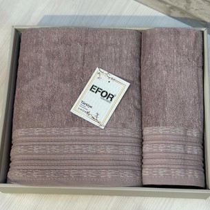 Подарочный набор полотенец для ванной 50х90, 70х140 Efor FILIZ хлопковая махра сиреневый