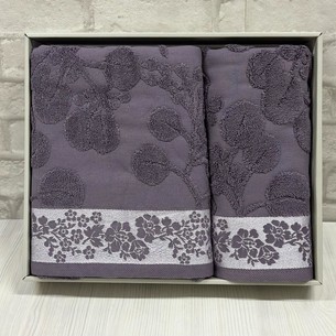 Подарочный набор полотенец для ванной 50х90, 70х140 Efor ROZALINA хлопковая махра фиолетовый