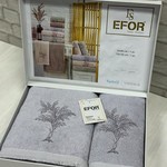 Подарочный набор полотенец для ванной 50х90, 70х140 Efor HAYAT AGACI хлопковая махра серо-сиреневый, фото, фотография