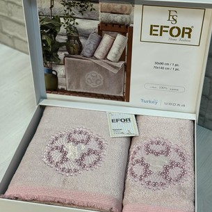 Подарочный набор полотенец для ванной 50х90, 70х140 Efor KANAVICE хлопковая махра сухая роза
