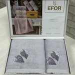Подарочный набор полотенец для ванной 50х90, 70х140 Efor LEAF TIME хлопковая махра сиреневый, фото, фотография