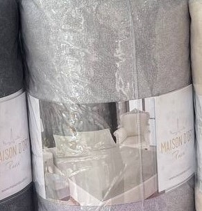Простынь на резинке с наволочками Maison Dor JAKARLI хлопковая махра серый 100х200+28