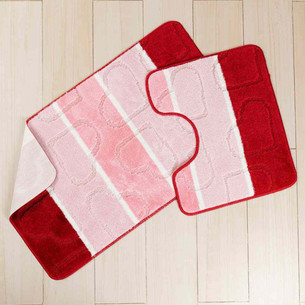 Набор ковриков для ванной Efor HEART полиэстер 60х50, 60х100 красно-розовый