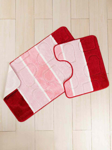 Набор ковриков для ванной Efor HEART полиэстер 60х50, 60х100 красно-розовый, фото, фотография