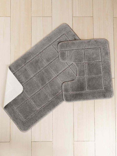 Набор ковриков для ванной Efor QUARTET полиэстер 60х50, 60х100 серый, фото, фотография