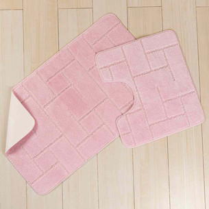 Набор ковриков для ванной Efor ROSETTA полиэстер 60х50, 60х100 светло-розовый