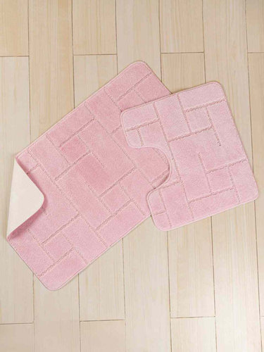 Набор ковриков для ванной Efor ROSETTA полиэстер 60х50, 60х100 светло-розовый, фото, фотография
