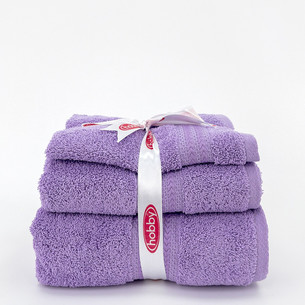 Набор полотенец для ванной 3 шт. Hobby Home Collection RAINBOW хлопковая махра lila