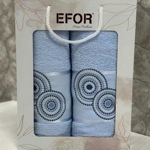 Подарочный набор полотенец для ванной 50х90, 70х140 Efor NOKTALI DAIRE хлопковая махра голубой