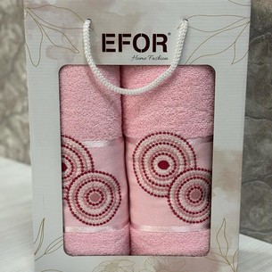 Подарочный набор полотенец для ванной 50х90, 70х140 Efor NOKTALI DAIRE хлопковая махра розовый