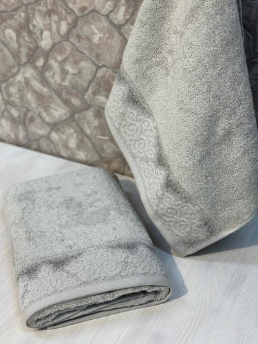Набор полотенец для ванной 50х90, 70х140 Pupilla SILA хлопковая махра серый, фото, фотография