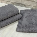 Набор полотенец для ванной 3 пр. Efor хлопковая махра тёмно-серый, фото, фотография
