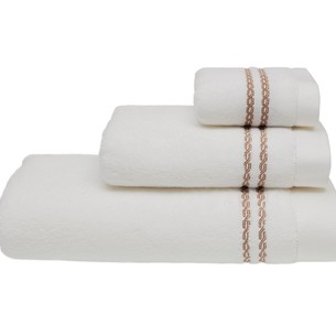 Полотенце для ванной Soft Cotton CHAINE хлопковая махра белый+бежевый 75х150