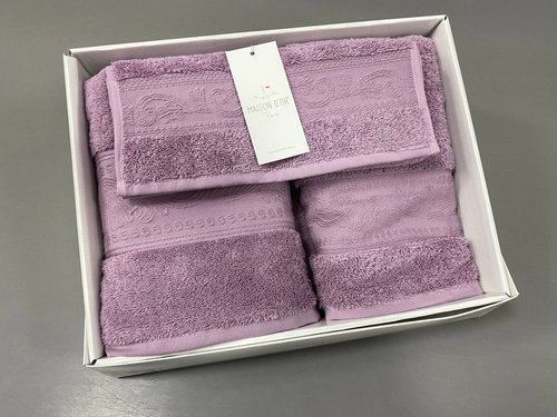 Набор полотенец для ванной 3 пр. Maison Dor EXELLENCE хлопковая махра фиолетовый, фото, фотография