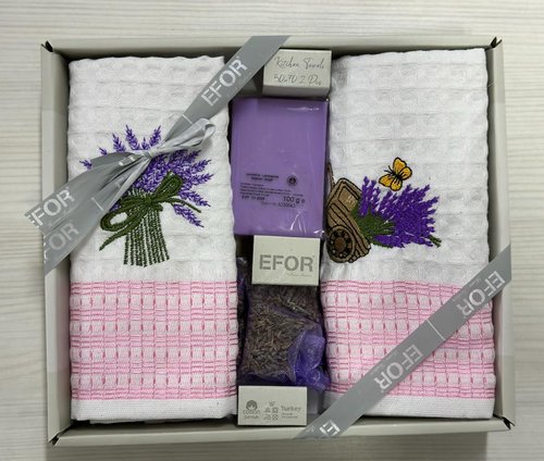 Подарочный набор с полотенцами 50х70(2) Efor хлопковая вафля розовый, фото, фотография