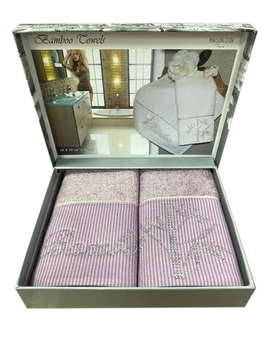 Подарочный набор полотенец-салфеток 30х50(2) Maison Dor BAMBU хлопковая/бамбуковая махра фиолетовый, фото, фотография