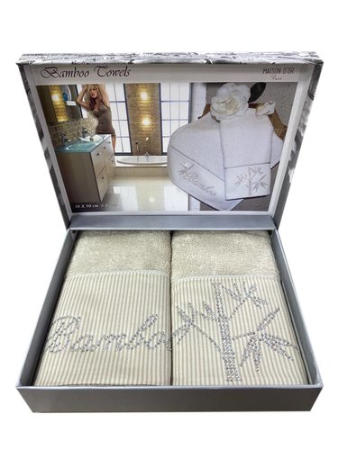 Подарочный набор полотенец-салфеток 30х50(2) Maison Dor BAMBU хлопковая/бамбуковая махра бежевый, фото, фотография
