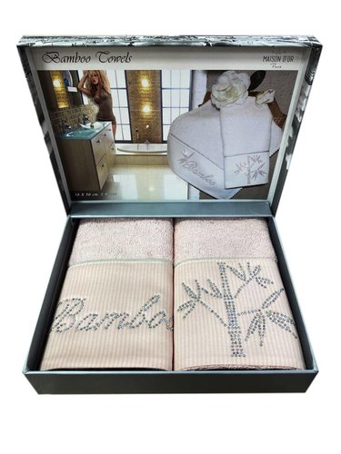 Подарочный набор полотенец-салфеток 30х50(2) Maison Dor BAMBU хлопковая/бамбуковая махра грязно-розовый, фото, фотография