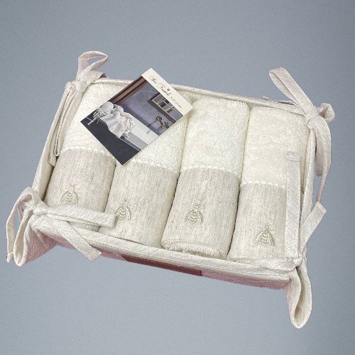 Подарочный набор полотенец-салфеток 30х50(4) Maison Dor BEE хлопковая махра кремовый, фото, фотография