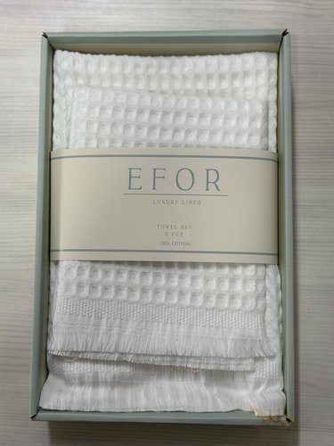 Набор полотенец для ванной 50х90, 70х140 Efor WAFFLE хлопковая вафля белый, фото, фотография