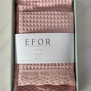 Подарочный набор полотенец для ванной 50х90, 70х140 Efor WAFFLE GIPUR хлопковая вафля светло-розовый
