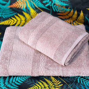 Набор полотенец для ванной 50х90, 70х140 Pupilla GULDESTE бамбуковая махра тёмно-розовый