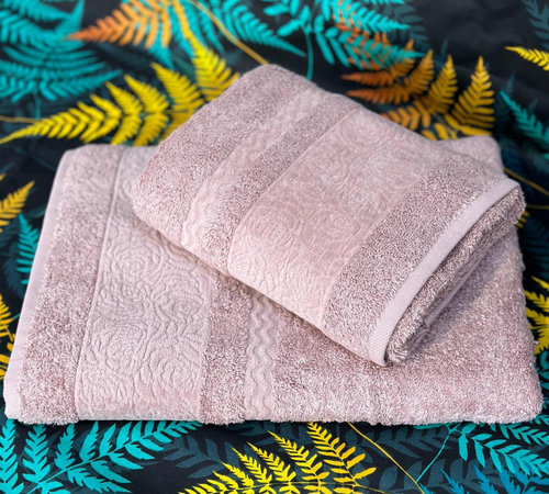 Набор полотенец для ванной 50х90, 70х140 Pupilla GULDESTE бамбуковая махра тёмно-розовый, фото, фотография