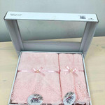 Набор полотенец для ванной в подарочной упаковке 50х90, 70х140 Miasoft LARA PEMBE хлопковая махра, фото, фотография