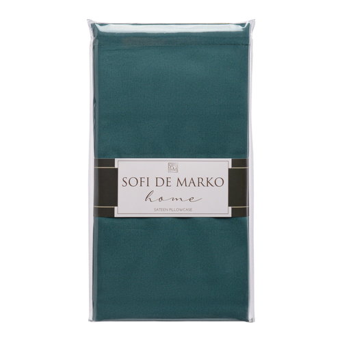 Наволочка Sofi De Marko МАРМИС хлопковый сатин тёмно-зелёный 50х70, фото, фотография