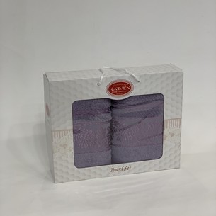 Подарочный набор полотенец для ванной 50х90, 70х140 Karven SUMBUL хлопковая махра светло-лиловый