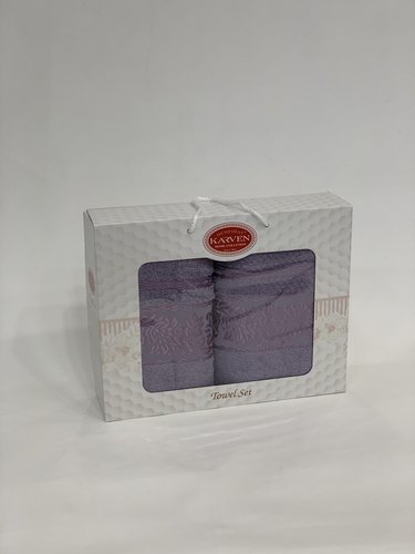 Подарочный набор полотенец для ванной 50х90, 70х140 Karven SUMBUL хлопковая махра светло-лиловый, фото, фотография