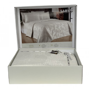 Постельное белье без пододеяльника с покрывалом Sarev MORPHO WEDDING хлопковый сатин ekru 1,5 спальный
