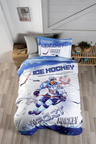 Детское постельное белье DO&CO HOCKEY хлопковый ранфорс 1,5 спальный, фото, фотография