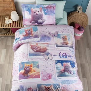 Детское постельное белье DO&CO CUTE CATS хлопковый ранфорс 1,5 спальный