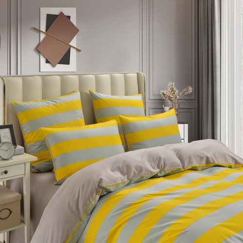 Постельное белье Sofi De Marko АЛАН хлопковый сатин жёлтый 2-х спальный, фото, фотография