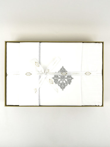 Постельное белье Hobby Home Collection ELEGANT OLIMPOS хлопковый страйп-сатин beyaz евро, фото, фотография