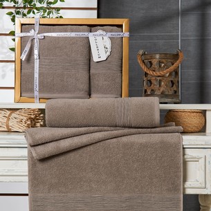 Подарочный набор полотенец для ванной 50х90, 70х140 Philippus MERA хлопковая махра коричневый