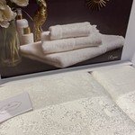 Подарочный набор полотенец для ванной 2 пр. Tivolyo Home REGINA хлопковая махра кремовый, фото, фотография