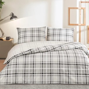 Комплект подросткового постельного белья TAC GENC MODASI CALEB хлопковый ранфорс серый 1,5 спальный