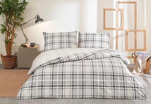 Комплект подросткового постельного белья TAC GENC MODASI CALEB хлопковый ранфорс серый 1,5 спальный, фото, фотография