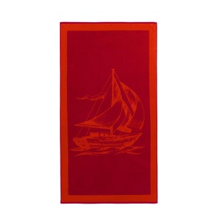 Пляжное полотенце, парео, палантин (пештемаль) Soft Cotton SAIL хлопковая махра красный 90х180
