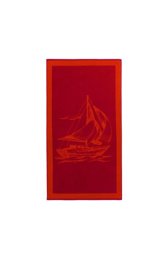 Пляжное полотенце, парео, палантин (пештемаль) Soft Cotton SAIL хлопковая махра красный 90х180, фото, фотография