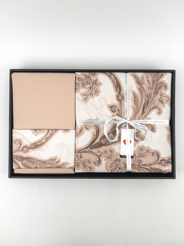 Постельное белье Cotton Box PRINTED LOREN хлопковый сатин bej евро, фото, фотография