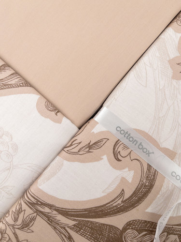 Постельное белье Cotton Box PRINTED LOREN хлопковый сатин bej евро, фото, фотография