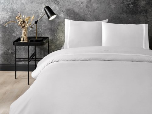 Постельное белье Tivolyo Home STRIPES хлопковый сатин делюкс бежевый евро, фото, фотография