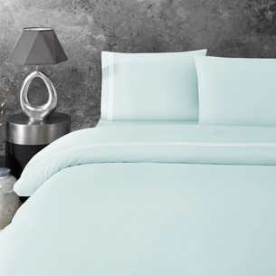 Постельное белье Tivolyo Home STRIPES хлопковый сатин делюкс бирюзовый евро