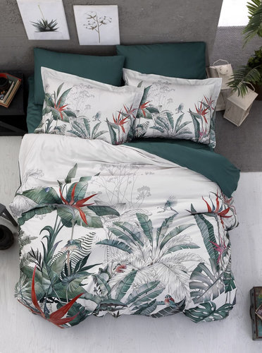 Постельное белье Karven PALM GARDEN хлопковый сатин oilgreen евро, фото, фотография