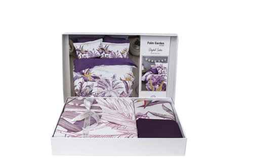 Постельное белье Karven PALM GARDEN хлопковый сатин purple евро, фото, фотография